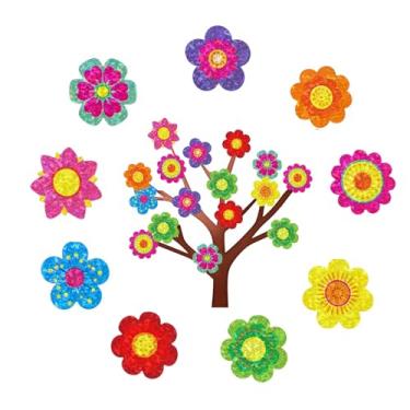 Imagem de Adesivos holográficos de flores, 2 rolos 1000 peças de adesivos com glitter, etiquetas florais impermeáveis para cartões, envelopes, decorações de festa, recompensas de professores