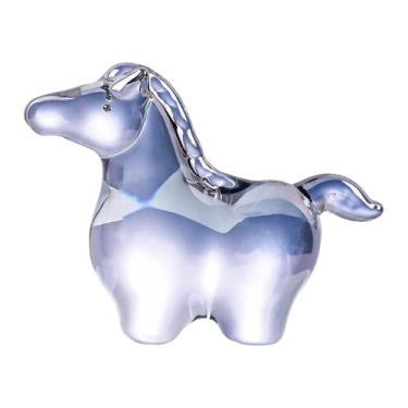 Imagem de MotiveTech Estátua de Cavalo de Vidro, Escultura Animal em Miniatura, Item Colecionável para Lojas e Festivais, Cinza