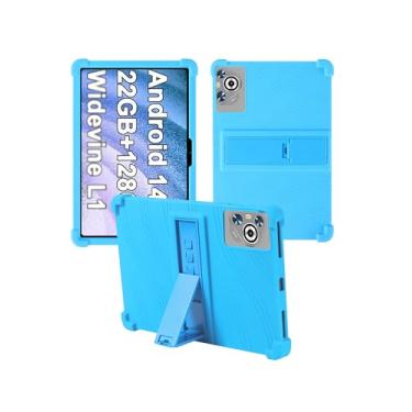 Imagem de Capa para tablet Dghrti TAB30 2025 Android 14 de 10,1 polegadas, capa protetora de borracha leve à prova de choque, capa protetora ajustável de silicone macio para crianças, azul claro