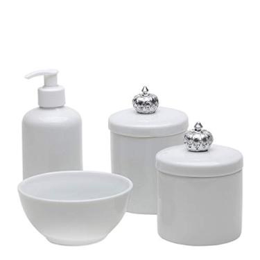 Imagem de Potes, Molhadeira e Porta ÁlcoolGel Coroa Prata Quarto Bebê