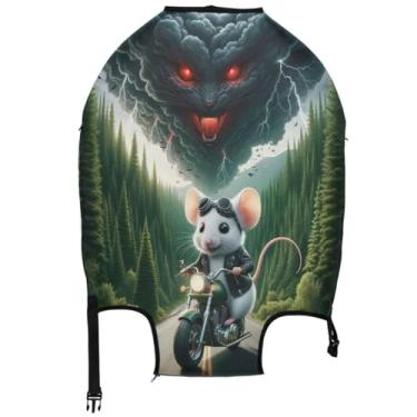 Imagem de Joisal Capas de bagagem para protetor de mala, mouse fofo, árvore verde, nuvem, antiarranhões, acessórios de viagem engraçados, manga de viagem, Lindo rato verde nuvem de árvore, L, Fits 26-28 Inch