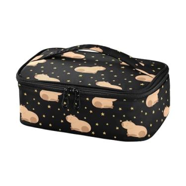 Imagem de Joisal Lancheira engraçada amarela capivara feminina lancheira térmica portátil para mulheres com alça pequena lancheira térmica