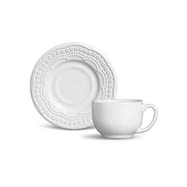 Imagem de Conjunto com 6 Xícaras de Chá com 6 Pires Madeleine Branco 161ml