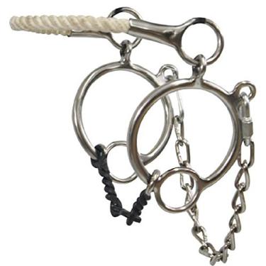 Imagem de Showman Conjunto de nariz de corda Hackamore Hack Gag fio torcido broca de osso de cachorro 13 cm boca 10 cm bochechas