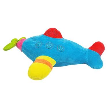 Imagem de Avião De Pelúcia Colorido Antialérgico Bebê 38cm - Azul - Tuka Toy