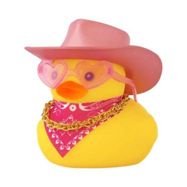 Imagem de Chapéu De Cowboy Rosa Pato De Borracha Decorações Para Painel De Carro