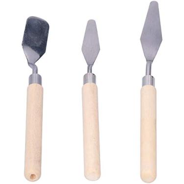 Imagem de AYNEFY Paleta de Espátula de Aço Inoxidável Faca de Paleta de 3 Peças de Espátula de Aço Inoxidável para Pintura a óleo Mistura de Pigmentos Criação de Arte Texturizada Design Ergonômico Ferramentas