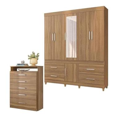 Imagem de Cômoda Triunfo e Guarda Roupa Casal Guarujá Amêndola Touch - Demóbile