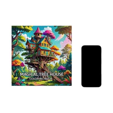 Imagem de Livro De Colorir Para Adultos 24 Páginas Design CASA NA ÁRVORE MÁGICA 