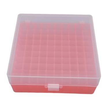 Imagem de HEEPDD Cremalheira do Tubo de Teste de 100 Furos, Suporte Reutilizável do Tubo de Teste Centrifugador Congelador Com Tampa Destacável para Tubos de 1.5-2.1ml, Vermelho