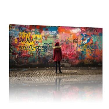 Imagem de Arte para paredes, tela de arte de parede de grafite, impressões de Banksy, arte de parede de grafite, decoração de parede de arte Banksy, mural Banksy - (25 x 50 cm) sem moldura 10 x 20 polegadas