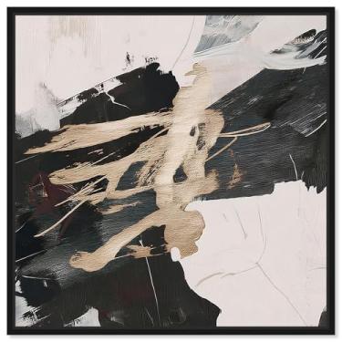 Imagem de Arte de parede dourada com impressão em tela Golden Fracture V por Art Remedy, moldura preta, 76 x 76 cm