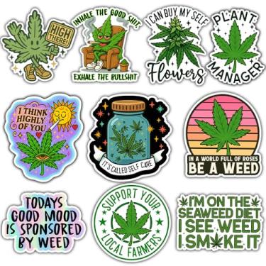 Imagem de BAVAHA (10 peças) Adesivo de maconha a granel para adultos decalque de maconha folhas verdes design diferente triplo adesivo de maconha à prova d'água presentes decoração garrafa de água capacete