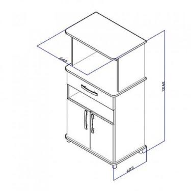 Imagem de Armário de Cozinha Multiuso 2 Portas 1 Gaveta Asm151 Movelbento Branco
