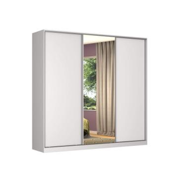 Imagem de Guarda Roupa Casal com Espelho 3 Portas de Correr Nova Mobile Branco