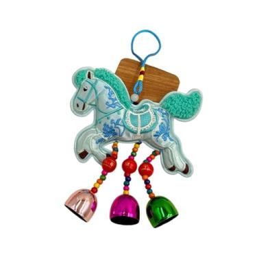 Imagem de Esquirla Enfeite de cavalo para o Ano Chinês, decoração Feng Shui para o Festival da Primavera, leve e multifuncional, pingente de desenho animado para, Cavalo Azul Correndo, Sinos