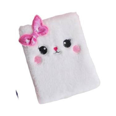 Imagem de Caderno De Pelúcia De Gato Cartoon Fofo Para Meninas, Pequeno Diário, 