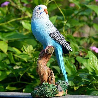 Imagem de Mingzhe Decoração de Simulação Distintiva Modelo de Pássaro Artificial Ornamento Jardim Doméstico Artesanato Azul