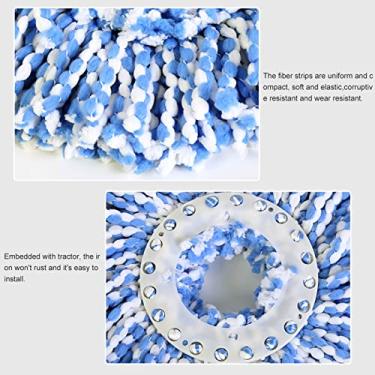 Imagem de Domary Recarga de Microfibra Com Cabeça de Esfregão Giratório, Esfregão Giratório 360°, Forte Absorção água para Piso Madeira (Azul Branco)