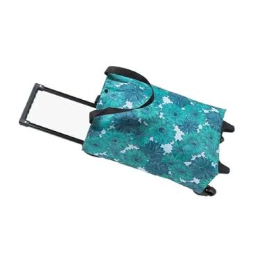 Imagem de Mingzhe Carrinho de Compras Portátil Dobrável Em Tecido Oxford Com Rodas, Alça Leve e Extensível, Amplo Espaço de Armazenamento, Resistente e Durável para Viagens, Compras, (Margarida Azul)