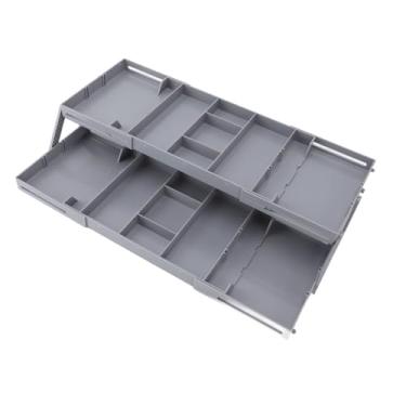 Imagem de Domary Organizador de Gavetas Expansível Dobrável Bandeja de Jóias Brinco Armazenamento Expositor Organizador Mesa para Cosméticos Maquiagem Escritório Banheiro Cozinha (2º nível)