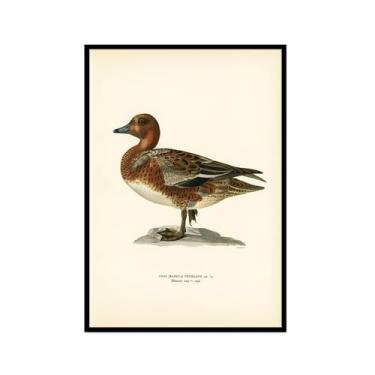 Imagem de Impressão de pato vintage rústico Pato Pato Pato Lago pôster de arte de parede retrô natureza pintura em tela imagens decoração de quarto de fazenda (SKU14,20.3x30.5 cm = (20x30cm), moldura preta para