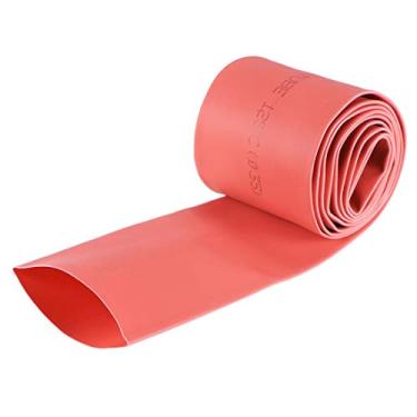 Imagem de uxcell Tubo termorretrátil, 1-3/20.3 cm (35 mm) diâmetro 57 mm largura plana taxa 2:1 tubo retrátil manga cabo 1 m - vermelho