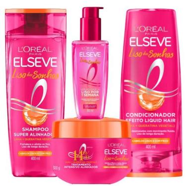 Imagem de Kit Elseve Liso dos Sonhos 400ml Sh+Cond+Tratamento+ Serum