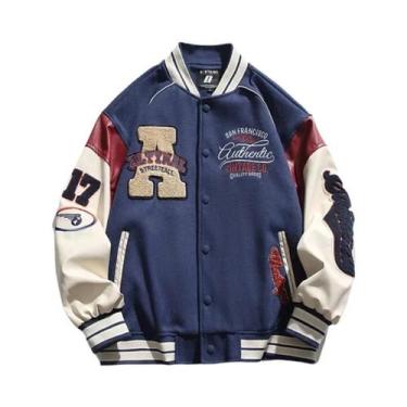 Imagem de Jaqueta De Baseball Casual Masculina Com Bordado E Recortes 2024 Outon