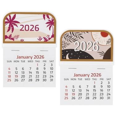 Imagem de Minicalendários adesivos 2026 – pacote com 2 calendários pequenos, calendário de parede adesivo mensal para painel de carro, geladeira, cartões de visita, caminhão, laptop e parede de escritório