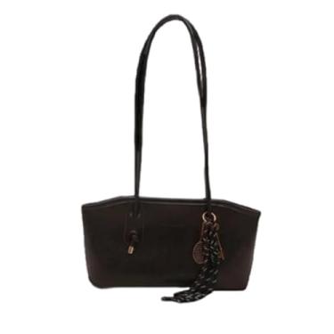 Imagem de Retro Ladies Shoulder Bag, Retro-Inspired Fashion Spacious Design Bag with Handles, Complemented by Whimsical Decorative Pendants, Autumn/Winter Commuter Tote Bag (Black)