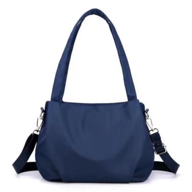 Imagem de Women's Nylon Shoulder Bag, Fashion High-Capacity Tote Bag, Everyday Hand Casual Bag for Commuting (Blue)