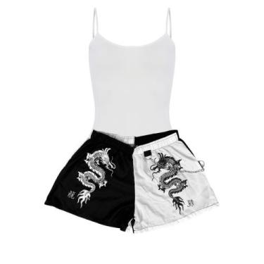 Imagem de Conjunto Gringa Shorts Com Corrente Bicolor e Bory Alcinha Feminino Sm
