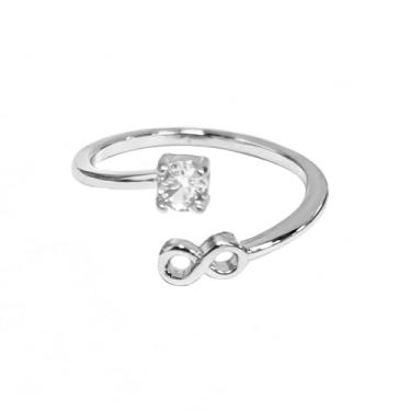 Imagem de OIDIMS Anel de amor infinito para mulheres delicado imitação de cristal ajustável alianças abertas anéis empilháveis dedo médio moda ajuste confortável Forever Love Promise Valentine Jewelry