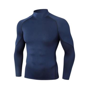 Imagem de Camiseta De Compressão Masculina De Manga Longa Com Gola Alta Para Cor