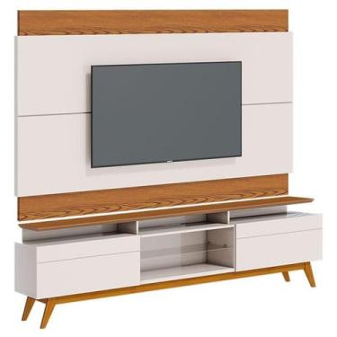 Imagem de Rack Bancada 2 Gavetas com Nicho e Painel para Tv Classic 2.2 Off Whit