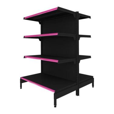 Imagem de Gôndola Prateleira Preta 4 Níveis 40x30 New Plus 1,40 Central Inicial 