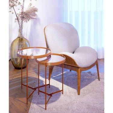 Imagem de Kit Mesa Lateral Ambiente Aqua Com Espelho Cobre - Imcal - IMCAL MÓVEI