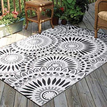 Imagem de Santex Tapetes de plástico reversíveis para uso externo/interno, impermeável, portátil, fácil de limpar, tapete de pátio ao ar livre, perfeito para jardim, pátio, piquenique, deck - (cinza, 2 x 3 m