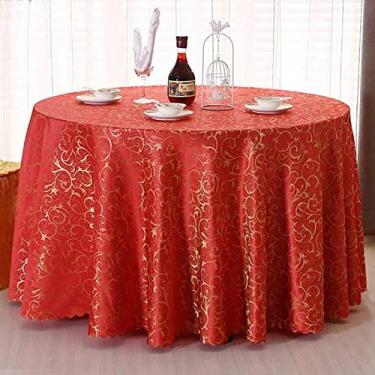 Imagem de Tapete de mesa tamanho grande decoração luxuosa jacquard toalha de mesa redonda mais grossa capa de mesa para banquete casa (160 cm, vermelho)