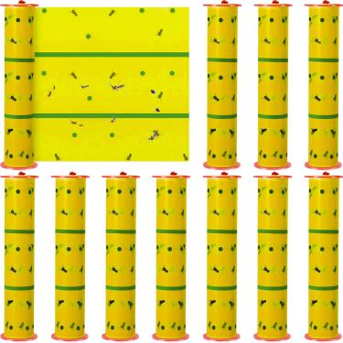 Imagem de Qualirey Armadilhas gigantes pegajosas para moscas para pendurar em ambientes internos e externos, fitas não tóxicas, matador de mosquitos, para plantas de mosquito, casa, cavalo estável (9 metros