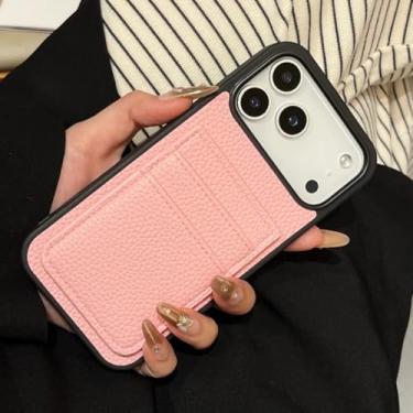 Imagem de IRTGFG Capa para iPhone 16e com estampa, compartimento para cartão e clipe para fotos, cor sólida (para iPhone 16e/Rosa)