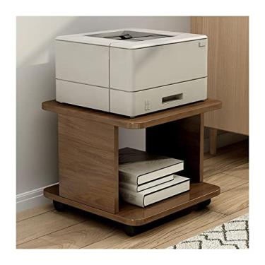 Imagem de KEG801302 Carrinho de impressora a laser móvel de 2 camadas para escritório com armazenamento aberto, suporte grande para máquina, mesa com rodinhas de madeira, prateleira organizadora de arquivos de