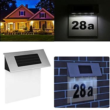 Imagem de Placa de endereço solar com números de casa, IP44 à prova d'água, placa de endereço solar para uso externo, 6000K LED frio 3 W, números de casa iluminados para uso externo na parede e no quintal
