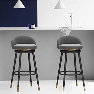 Imagem de KIDYBO Banquetas de metal giratórias de 360° modernas banquetas altas de bar para casa, bar, móveis, bancadas, cozinha, jantar, café, cadeira, ilha, conjunto com 2