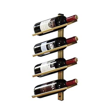Imagem de Suporte para copos de vinho para pendurar na parede - Suporte de exibição de garrafa de vinho de metal, organizador de garrafas, prateleira de vinho, 6 garrafas (4 garrafas)