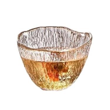 Imagem de x3anggyt5 Xícaras de chá de vidro pequenas transparentes sem alça, copo de degustação de chá espesso com textura de geleira, 3 tamanhos (grande)