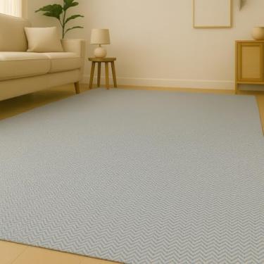 Imagem de Tapete para sala de estar, material de algodão puro. Espesso e macio, lavável na máquina! (Chevron Pequeno Cinza,1,50x1,50 M)