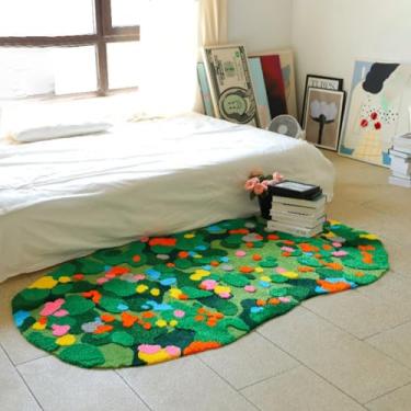 Imagem de Apioiqa Tapete de banheiro macio lavável com musgo verde floresta tapete de banho antiderrapante, tapete lavável absorvente de secagem rápida para piso de chuveiro, quarto 59,9 cm x 114,8 cm