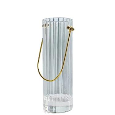 Imagem de Vaso de vidro transparente simples e moderno, flores de cultura aquática, decoração doméstica, sala de estar, arranjos de flores secas, mini peças centrais de decoração (médio)